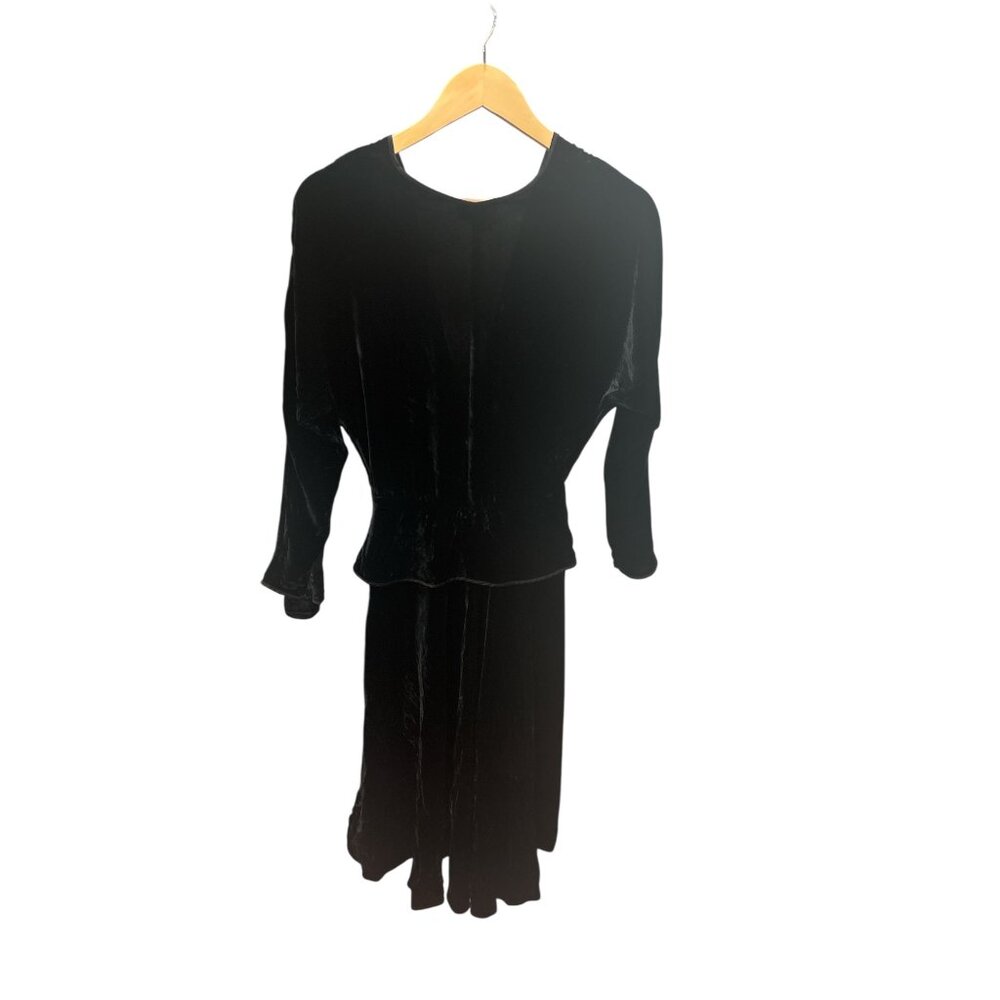 Vintage Cadaz Black Velvet Dress Size 8 Twist Front Maxi 90s Formal - Picture 6 of 13